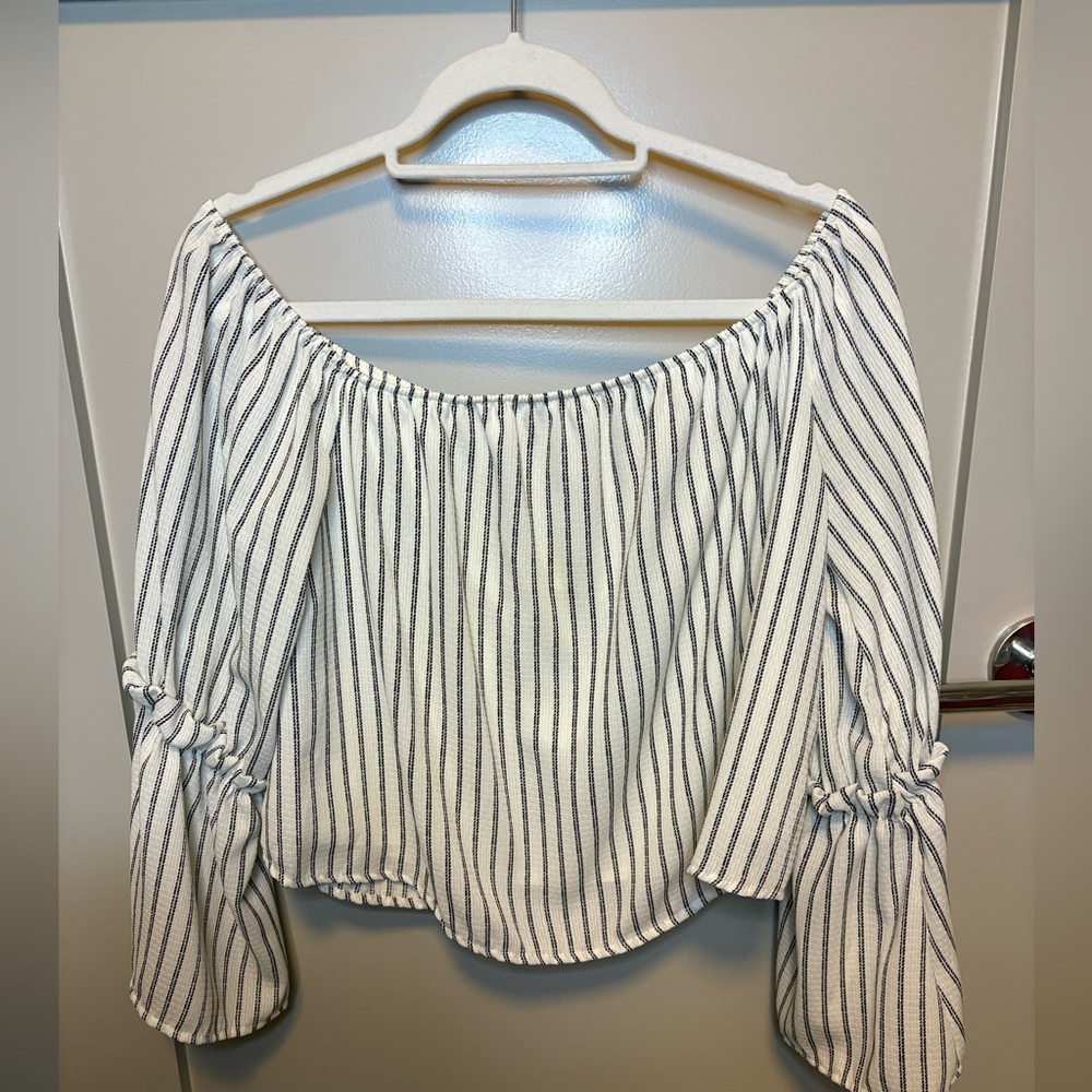 Altar'd State Black and White Striped Blouse